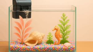 aquário pequeno com filtro